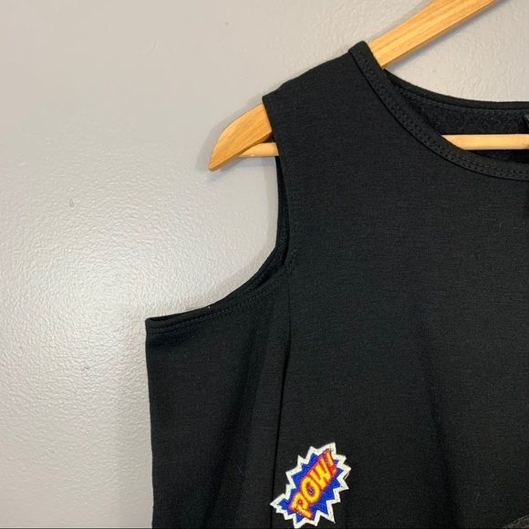 DESIGN LAB | Lord & Taylor Black Patch Open Shoulder Long Sleeve Shirt - Picture 6 of 11